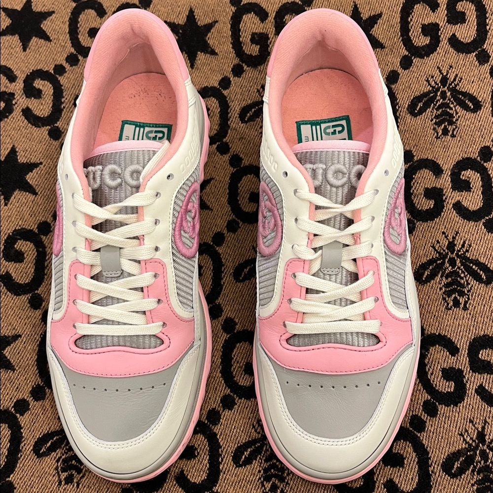 Gucci Pink and Gray Mac 80 Lace-Up Sneakers - Picture 2 of 11